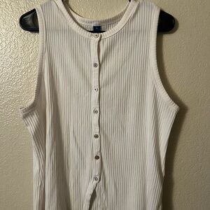Old Navy Sleeveless Cream Button-Down Shirt